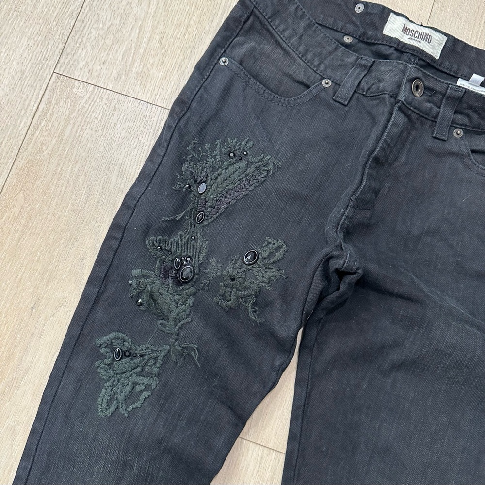 Moschino Jeans Embroidered and Embellished Black Skinny Jeans - Picture 3 of 7